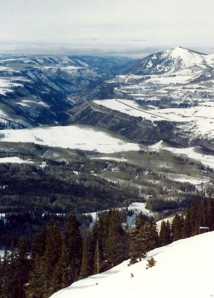 Looking across the valley to Telluride Airport from the ski area