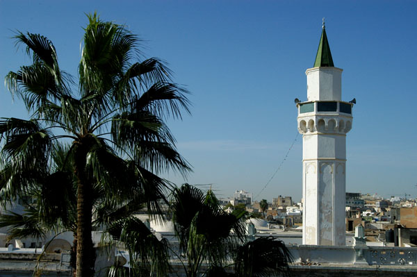 View of the Ahmed Pasha Karamanli Mosque's minaret from Tripoli Castle