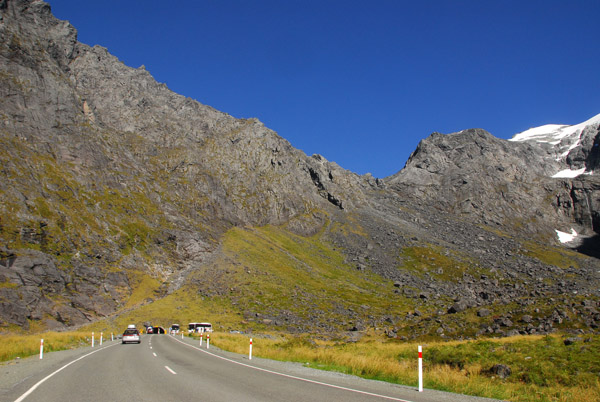 The Milford Highway at the Homer Tunnel, beware delays