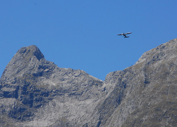 A Cessna on approach to Milford Sound Airport