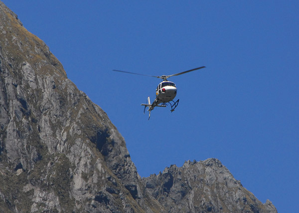 Helicopter tour, Milford Sound