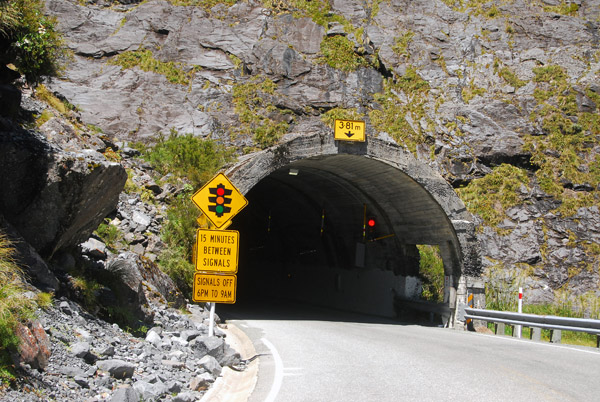 Homer Tunnel - one way every 15 minutes which can cause delays