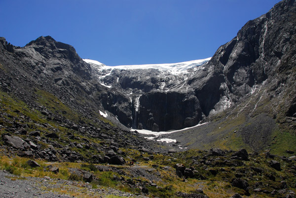 View from the parking area on the east side of Homer Tunnel