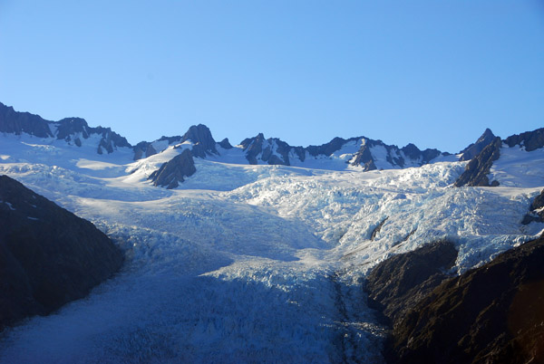 Flying up the face of Franz Josef Glacier