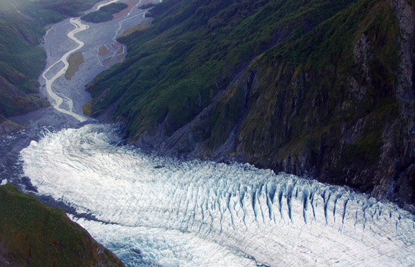 Looking down Franz Josef Glacier
