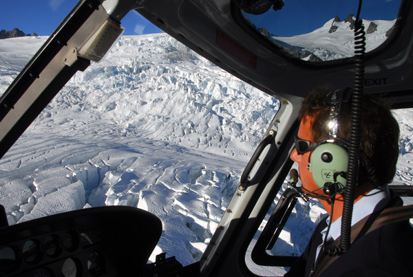 Our pilot flying low over Franz Josef