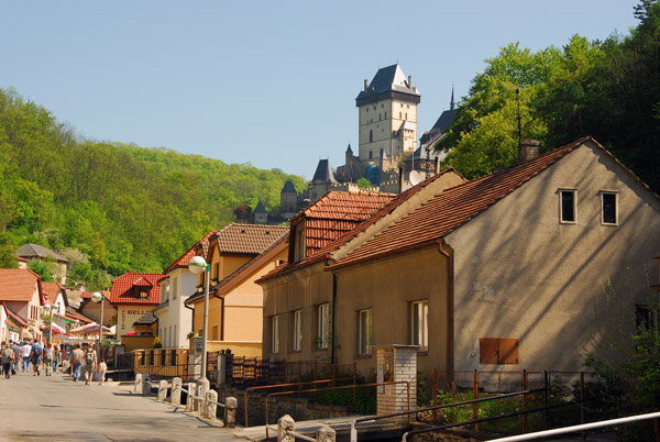 The main street of the village of Karltejn