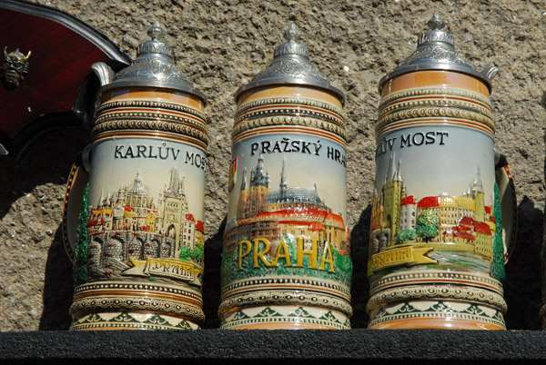 Touristy beer steins from Prague