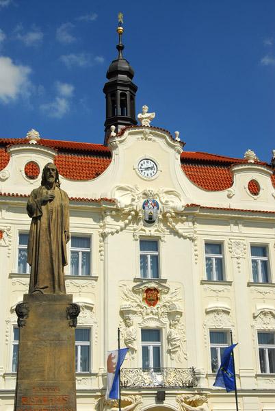 Statue of Jan Hus (1369-1415) in front of Beroun City Hall