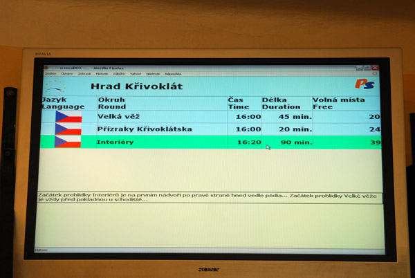 No English or German today - I'll have to join a tour in Czech