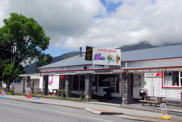 Whataroa, White Heron Store...looking for ice cream for Debbie