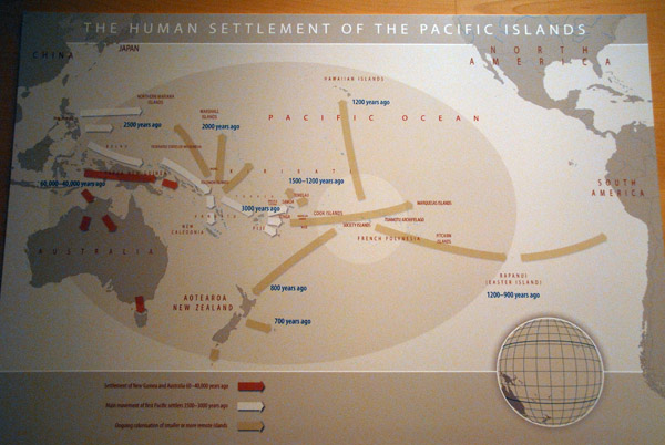 Te Papa - map of the human settlement of the Pacific Islands