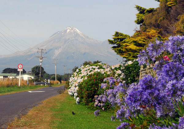 Driving inland from Opunake for a closer look at Mt Taranaki (Egmont)
