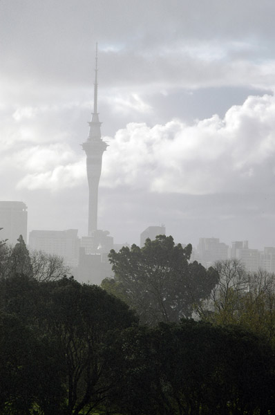 Skytower in the mist, Auckland