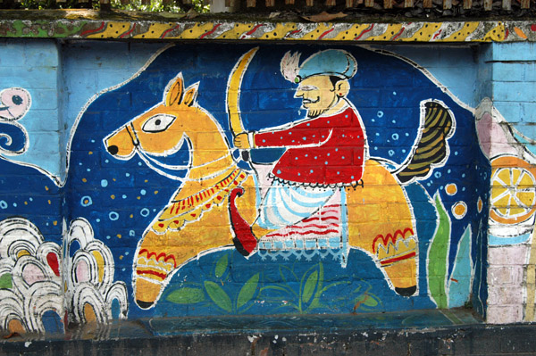 Wall mural of a mounted swordsman wearing a turban