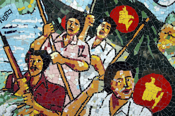 Mosaic with the new flag of the Mukti Bahini (Liberation Army) during the 1971 Bangladesh Liberation War