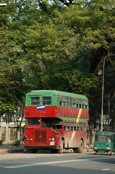 Double decker bus in the national colors, red and green