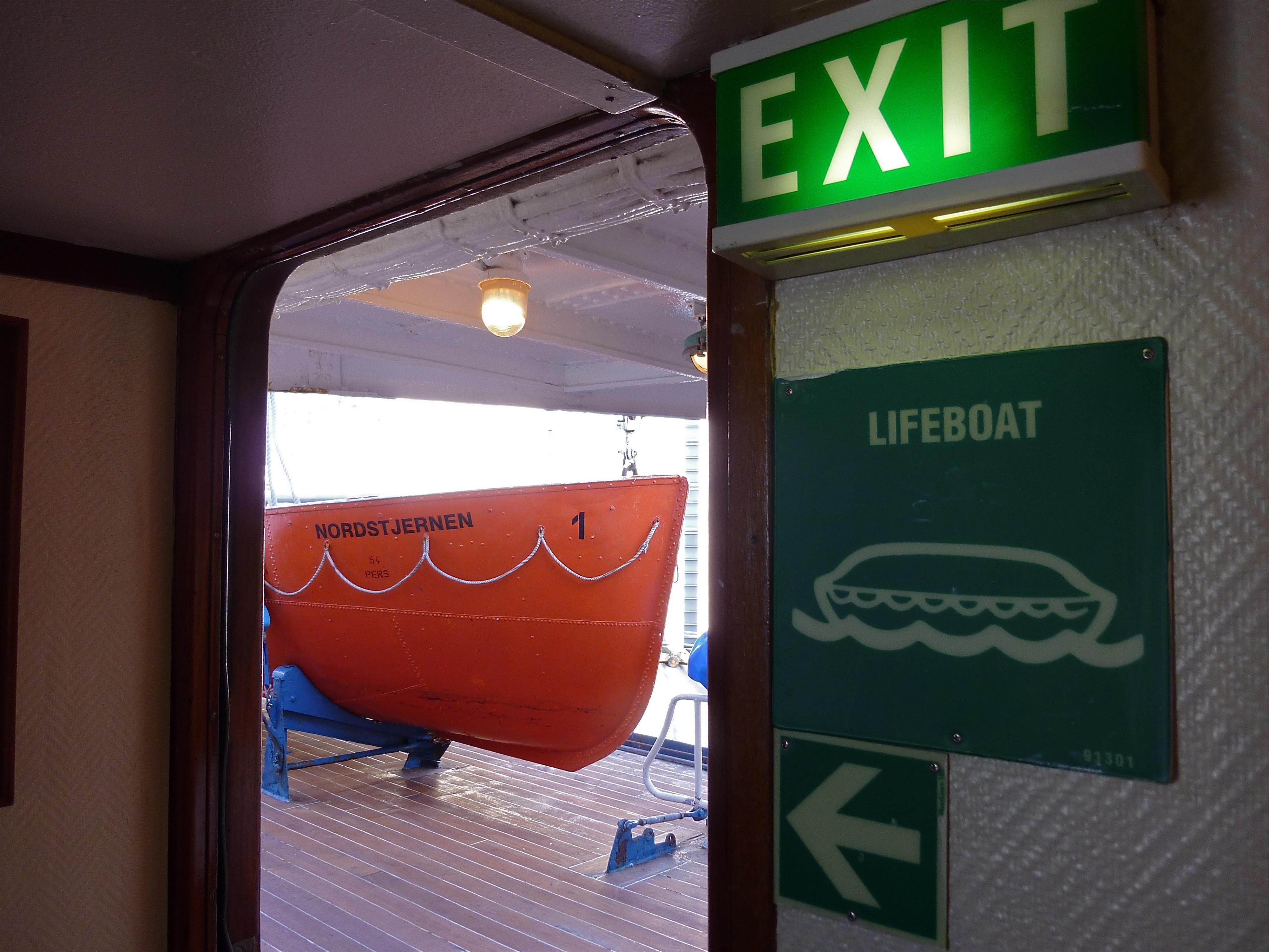 A lifeboat aboard the Nordstjernen