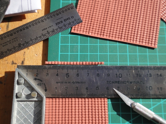 cutting the Plastruct roof tile sheets