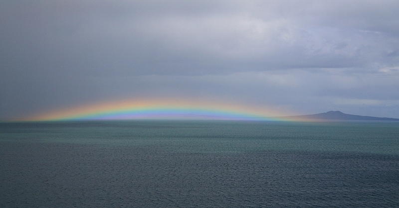 Rainbow on the water.