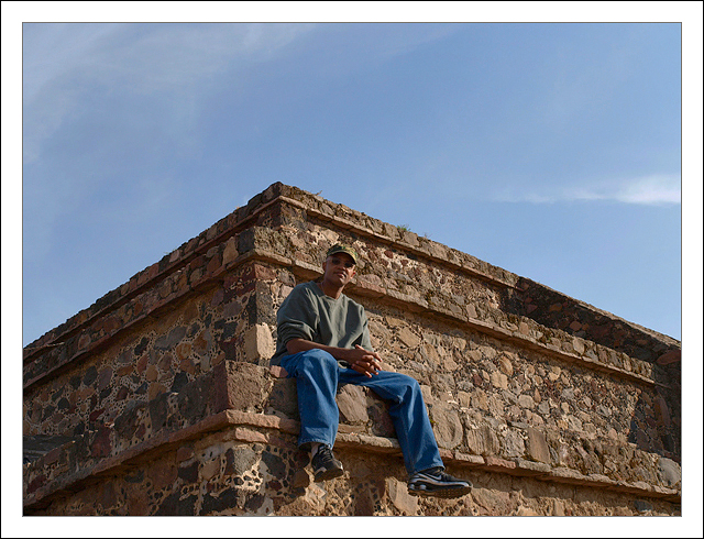 Sitting on the Pyramid Steps