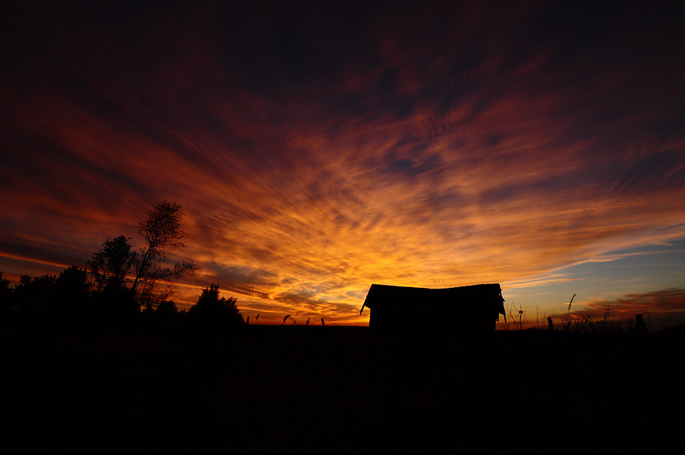 Small Barn with Sunset