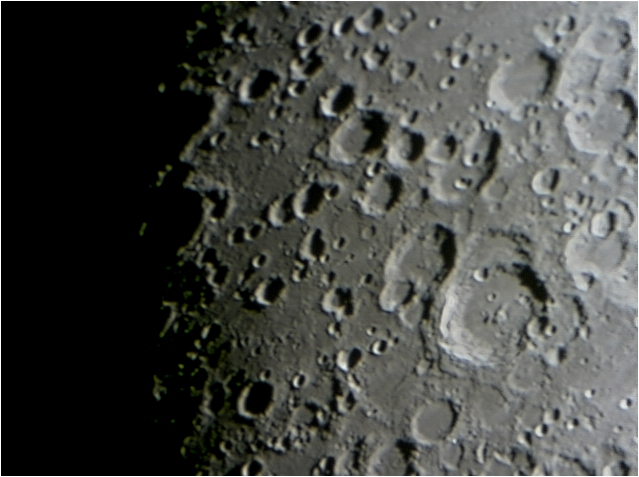 Webcam image, incl. craters Maurolycus, Barocius & Clairaut