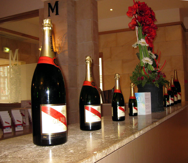 and displays of the champagne