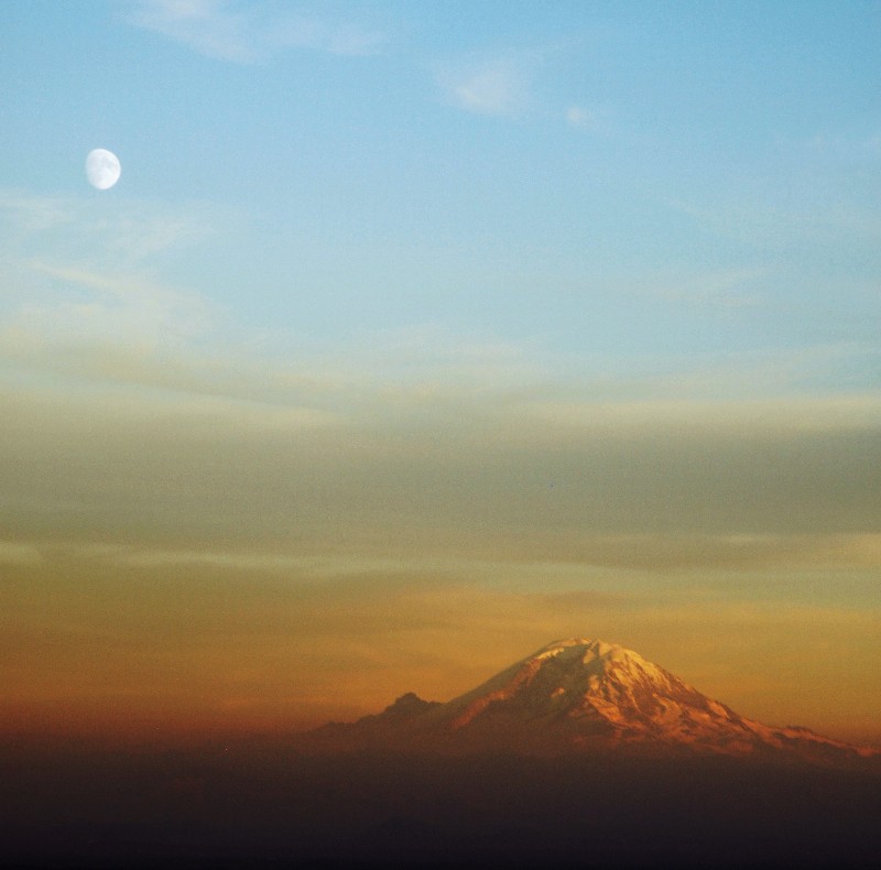 orange sky over Rainier