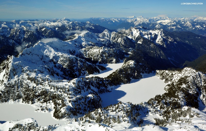 L-R Angeline,Lake Big Heart, Lake Chetwoot Lake in Central Cascade Mountain