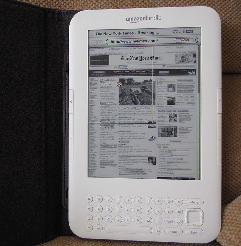 New York Times in Portrait Mode - Kindle 3