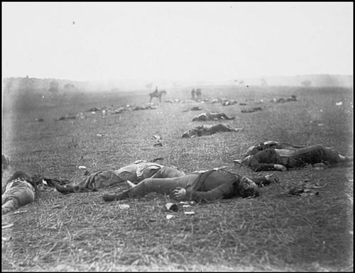 Federal Dead on the Field of Battle of First Day Gettysburg Pennsylvania - Mathew Brady, 1863