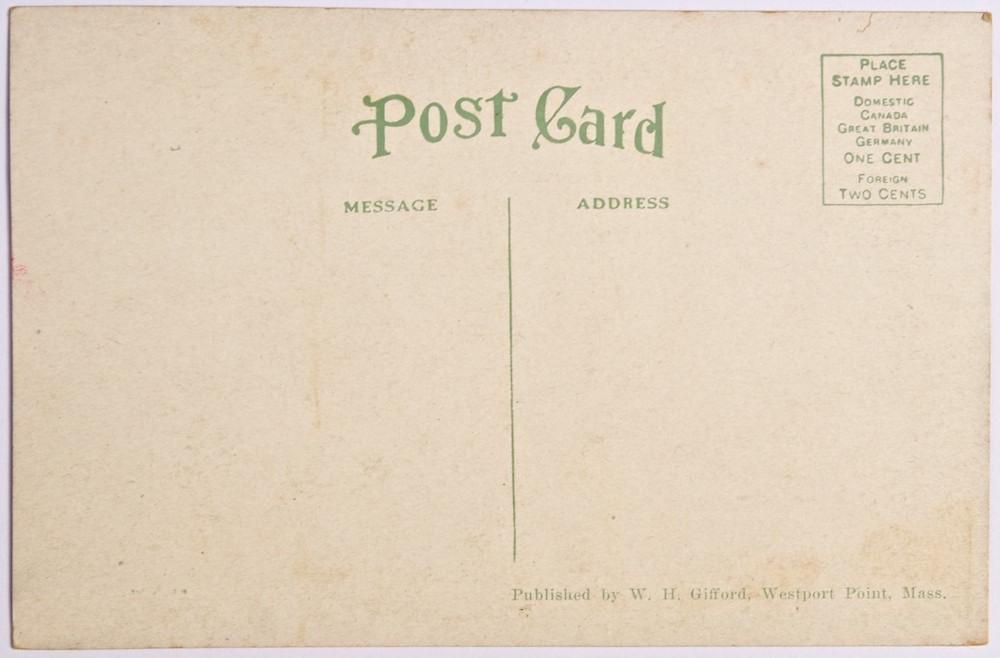 Street Scene, Westport Point, Mass. (Point church) reverse