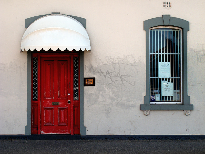 Enter by the red door