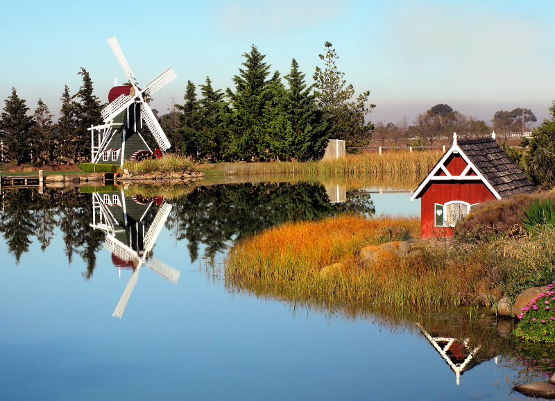 Windmill by the pond