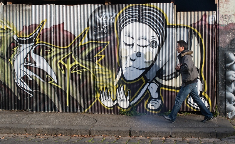 Strolling by the mural
