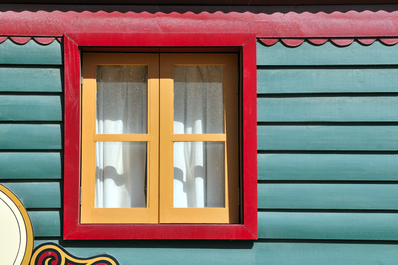 Red framed window