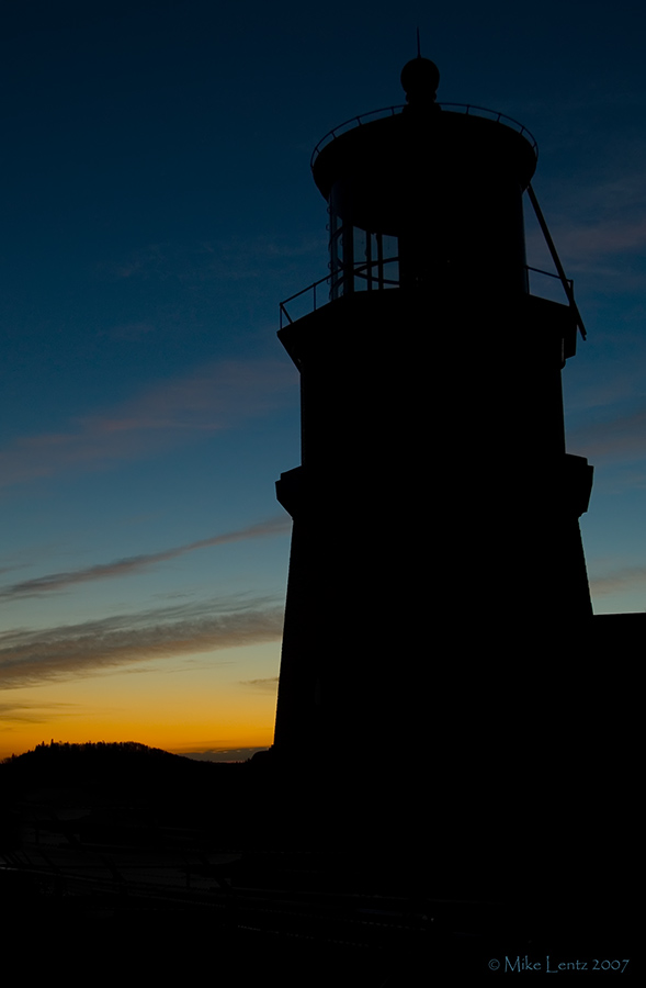 Split Rock silhouette at dusk