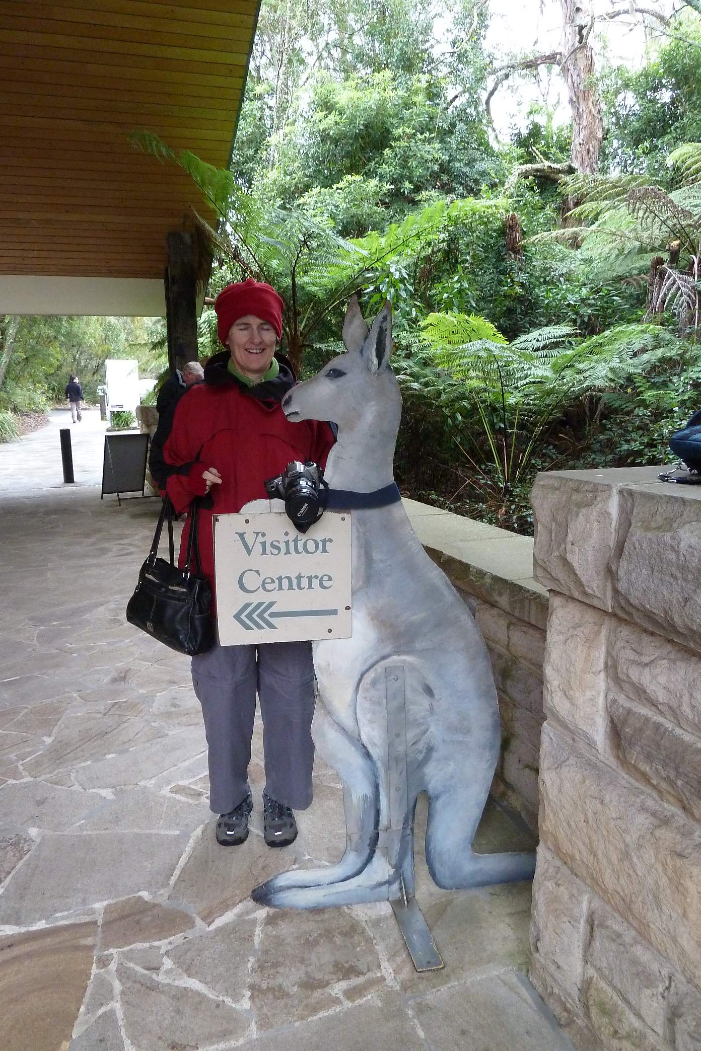Sue at the entrance to the visitors centre