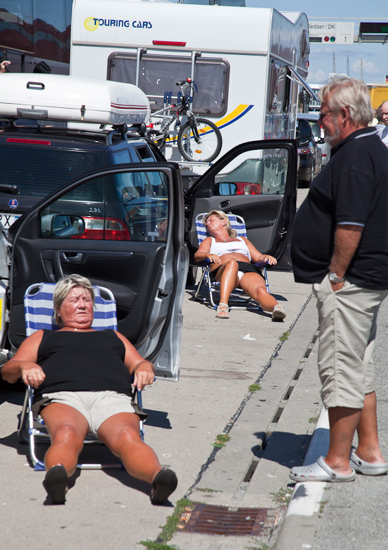Sunning while waiting for the ferry