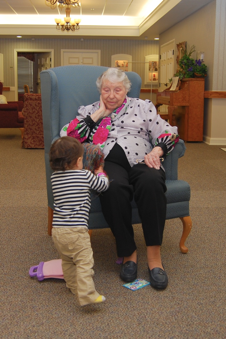 Emily Playing with Great Grandma Evelyn