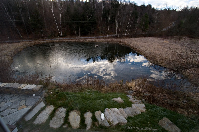 Pond with Ice & Clouds