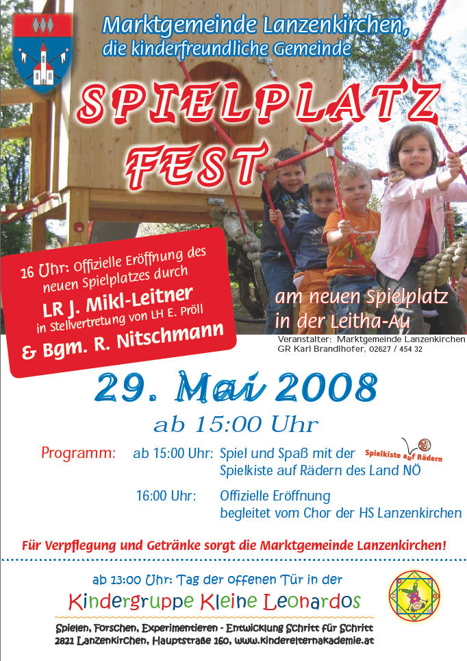 Spielplatzfest mit Spielplatzerffung, 29. Mai 2009