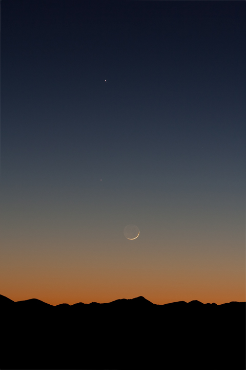 Jupiter, Mercury and the Moon at Twilight