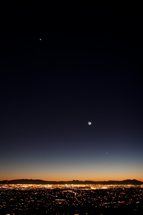 Four Planets and the Moon