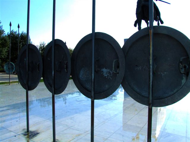 Sparten shields, the priest who was here stated they are life size, no wonder they kicked arse, if they had to carry these.