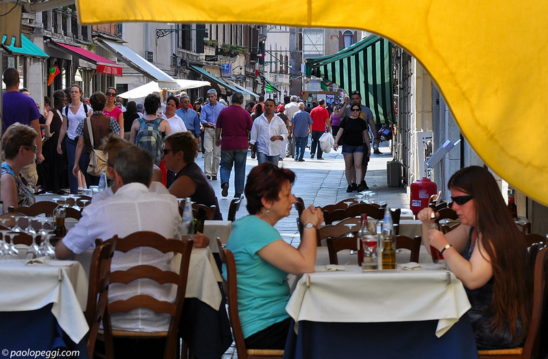 People eating,people walking....