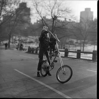A real young Hells Angel on his bike in Central Park 1968