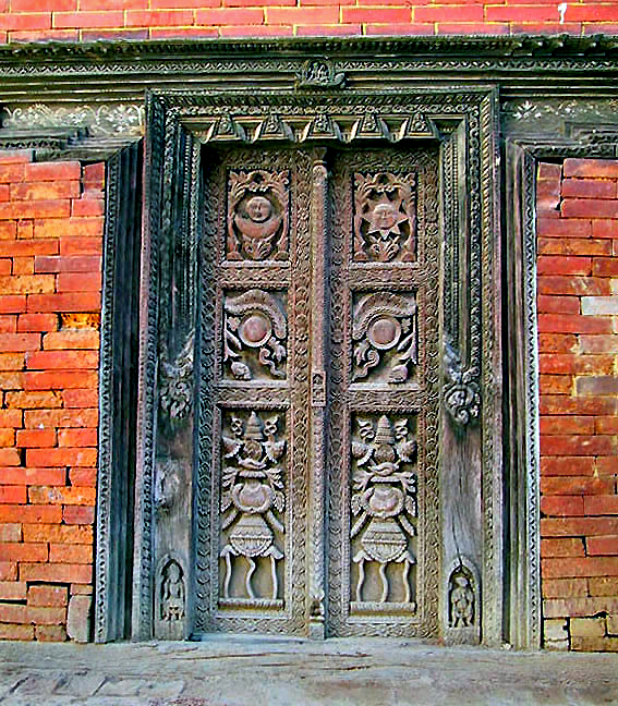 Carved wooden door