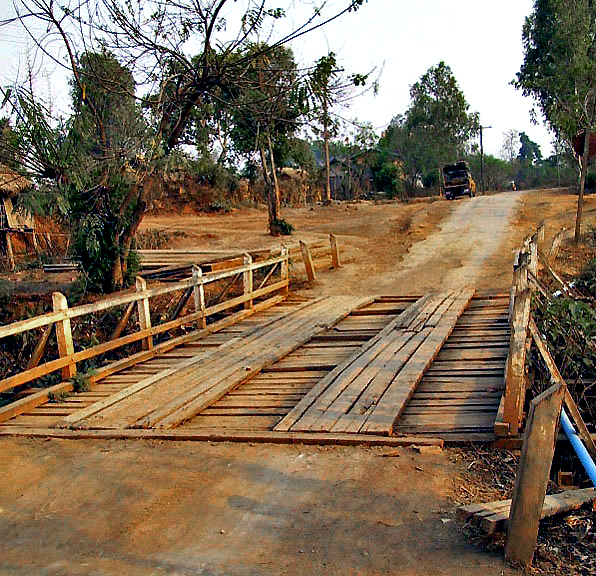 Wooden plank bridge